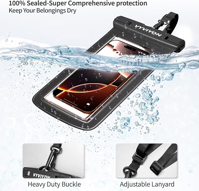 Waterproof Phone Pouch Case 2Pack, IPX8 Cellphone Dry Bag for iPhone 16 15 14 13 12 11 Pro Max & Samsung S25 , Beach Cruise Ship Essentials Waterproof Phone Case Up to 7 inches with Lanyards