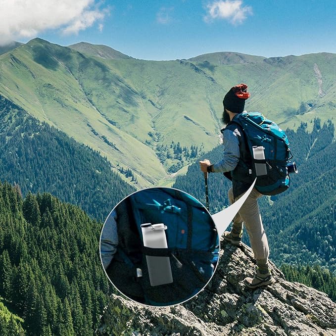 E-Senior Collapsible Water Bottle BPA Free - 20 oz Foldable Water Bottle for Travel Sports Bottles with Triple Leak Proof Lightweight (Black)