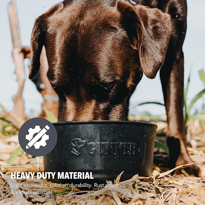 GUNNER Dog Bowl with Spill-Proof Travel Lid – 7.5" x 3.75", 1.3 lb, 7-Cup Capacity, BPA-Free, Rust-Proof, Shock-Resistant, Stackable, Dishwasher Safe, Leak-Resistant Nesting Lid – Black