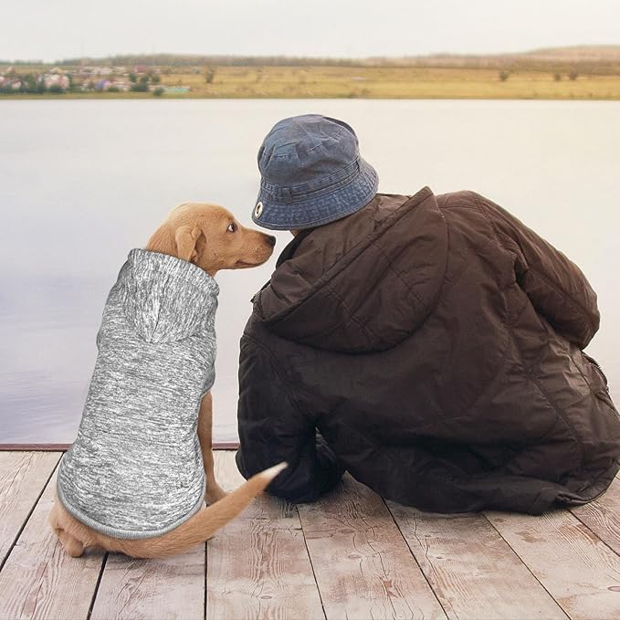 Dog Sweaters for Large Dogs,Dog Hoodie Fleece Pet Sweater Soft Clothes Sweatshirt with Pocket Pet Hoodie for Large Dogs(Grey&XL)