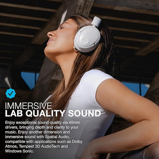 JLab JBuds Lux ANC Wireless Headphones, Cloud White, Hybrid Active Noise Cancelling, Customizable Sound, Spatial Audio Compatible, Premium Over-Ear Bluetooth Headset