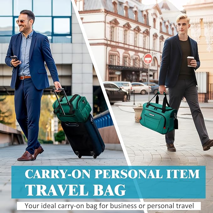 Underseat Carry On luggage Bag Airplanes Personal Item Bags, Gym Bag for Men Weekender Overnight Travel Tote Bag Shoulder Small Softside Carry on Luggage Travel Duffel Bags For Men,16 IN Peacock Green