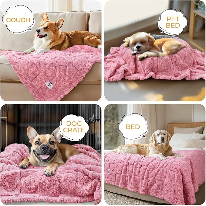 Luciphia 1 Pack 2 Small Dog Blanket Washable Pet Bed Cover Soft Fluffy Puppy Blanket with Premium Fleece 300GSM Cozy Calming Cat Blankets for Indoor Cats Pink 57x40 inch