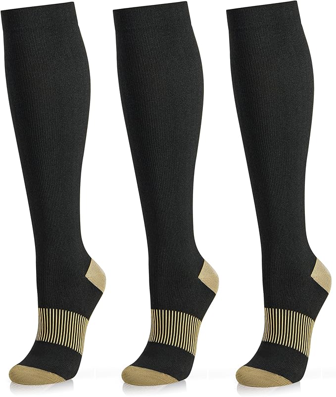 Medical Compression Socks for Women and Men 3 Pairs 20-30 mmHg Knee High Christmas Compression Stockings Circulation Best for Running Athletic Nurses