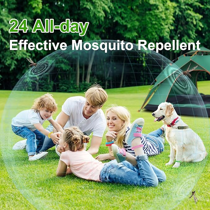 24 Pack Mosquito Repellent Bracelets, Individually Wrapped Repellent Wristbands, DEET Free, Natural and Waterproof Band
