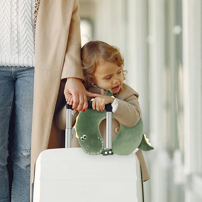 Niuniu Daddy Crocodile Kids Travel Neck Pillows for 3-8 Years Old, Soft Memory Foam Neck Support Pillows for Airplane, Car Seat, Travel Essentials for Kids Children Boys Girls Road Trip Sleeping