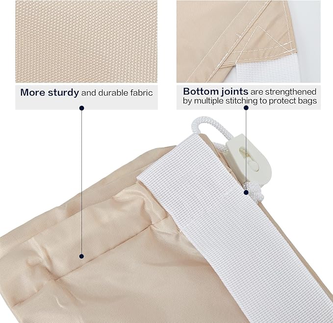 HOMEST XL Nylon Laundry Bag with Strap, Large Dirty Clothes Organizer, Easy Fit a Laundry Hamper or Basket, Can Carry Up to 4 Loads of Laundry, Beige