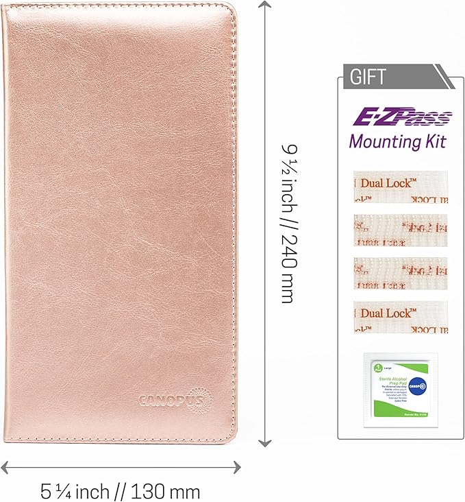 CANOPUS Car Registration and Insurance Holder, PU Leather Card Holder, Vehicle Glove Box Organizer for Auto, SUV, Truck, Rose Gold
