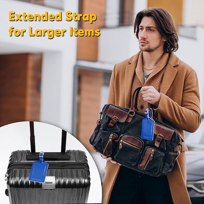 Travelambo Luggage Tags for Suitcases Faux Leather Privacy Protection 2 Pack Bag Tags Travel Accessories Essential, Fresh Blue