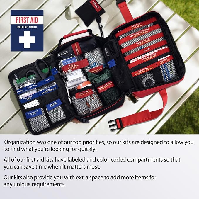 First Aid Kit Comprehensive First Aid Trauma Kit,First Aid Kits for Businesses,Car, Hiking, Backpacking, Camping, Traveling, and Cycling