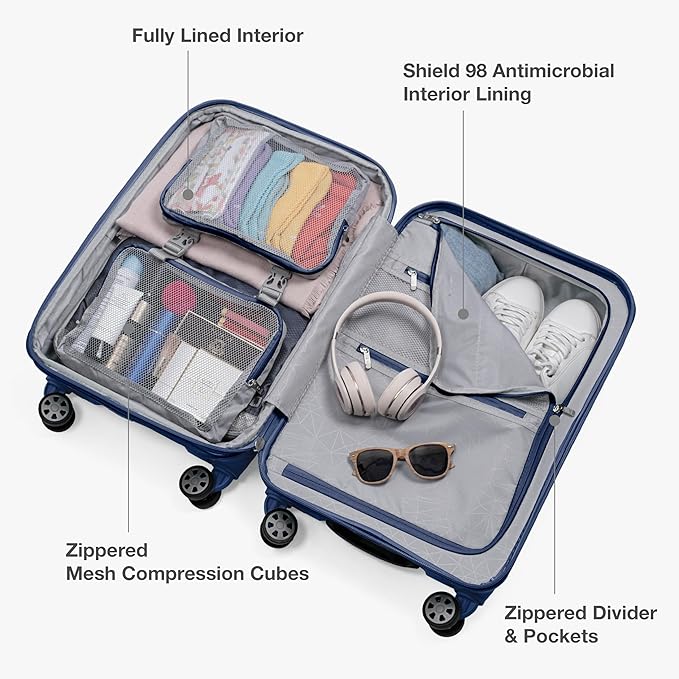 Traveler's Choice Pagosa Indestructible Hardshell Expandable Spinner Luggage, Navy, 2-Piece Set (22/26)