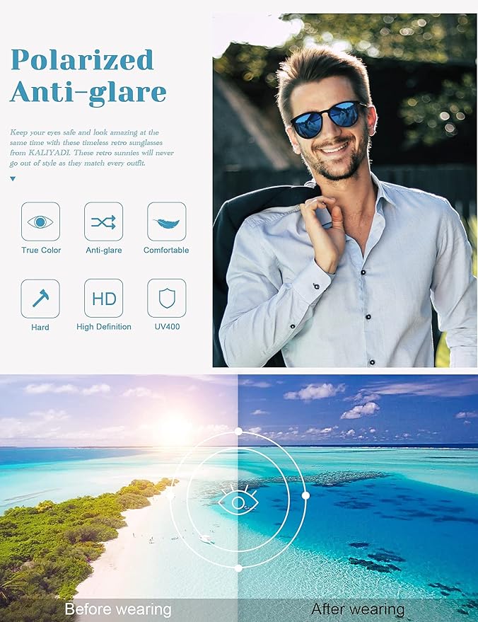 KALIYADI Sunglasses Womens Polarized Womens-Sunglasses: Trendy Sun Glasses with UV400 Retro Style for Party Beach Shopping