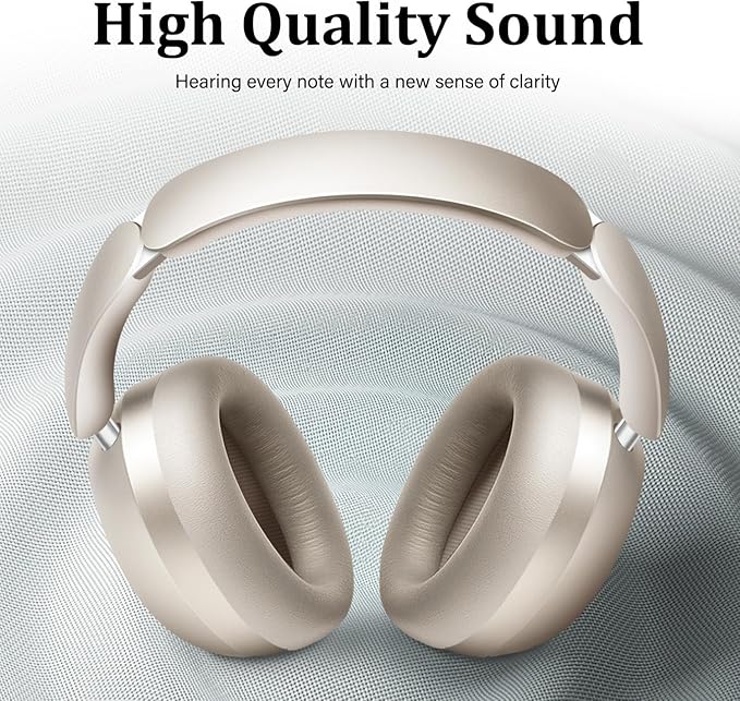 Wentronic Y04 Bluetooth Headphones Active Noise Cancelling Wireless Over Ear Headphones 48 Hours Playtime High Sound Quality Foldable Headphones with Soft Ear Cushion for Travel - Starlight