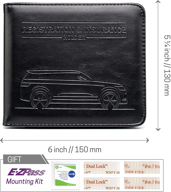 CANOPUS Car Registration and Insurance Holder, Magnetic Closure, Embossed Card Document Holder, Vehicle Glove Box Organizer, Wallet for Auto, SUV, Motorcycle, Truck, Waterproof, SUV Model