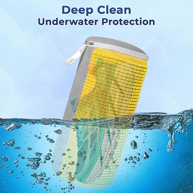 2Pcs Shoe Washing Machine Bag with Insoles | Reusable Sneaker Laundry Bags for Machine Wash | Fluffy Fiber 360° Cleaning with Durable Zipper Closure (Yellow Grey & Trees)