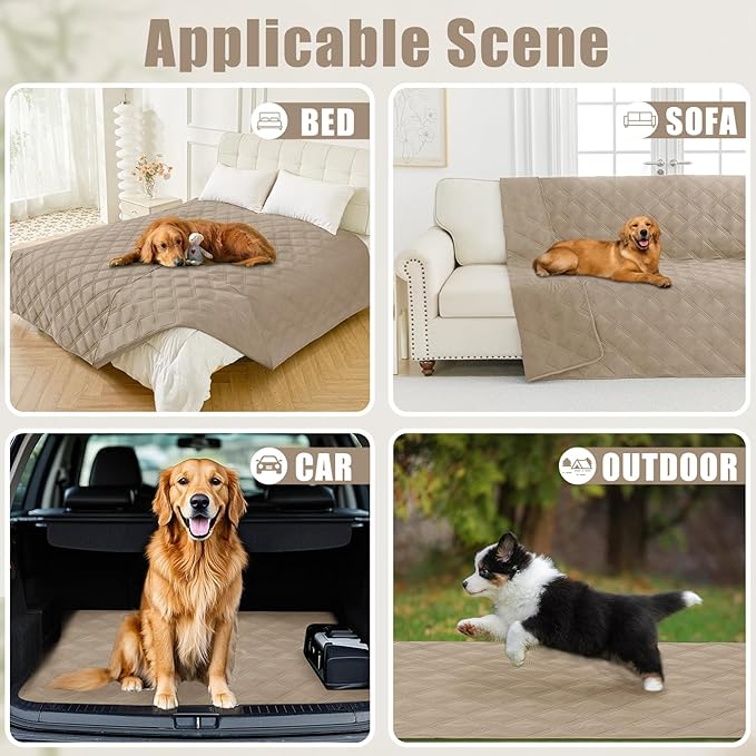 Smiry Waterproof Dog Bed Cover Blanket 52x82, Soft Reversible Pet Blanket, Washable Leakproof Cats Dogs Couch Cover for Sofa, Couch, Furniture, Lattice, Taupe/Taupe