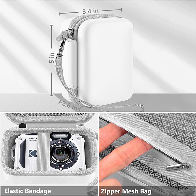 Leayjeen Camera Case Compatible with Kodak PIXPRO WPZ2 Rugged Waterproof Digital Camera,Underwater 1080P Full HD Photography Camera Case-White(Case Only)