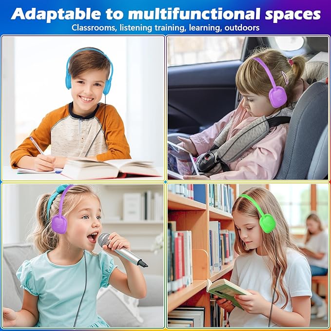 Classroom Kids Headphones Bulk 20 Pack Class Set of Headphones for Students Children Boys Girls Teen and Adult (5 Colors)