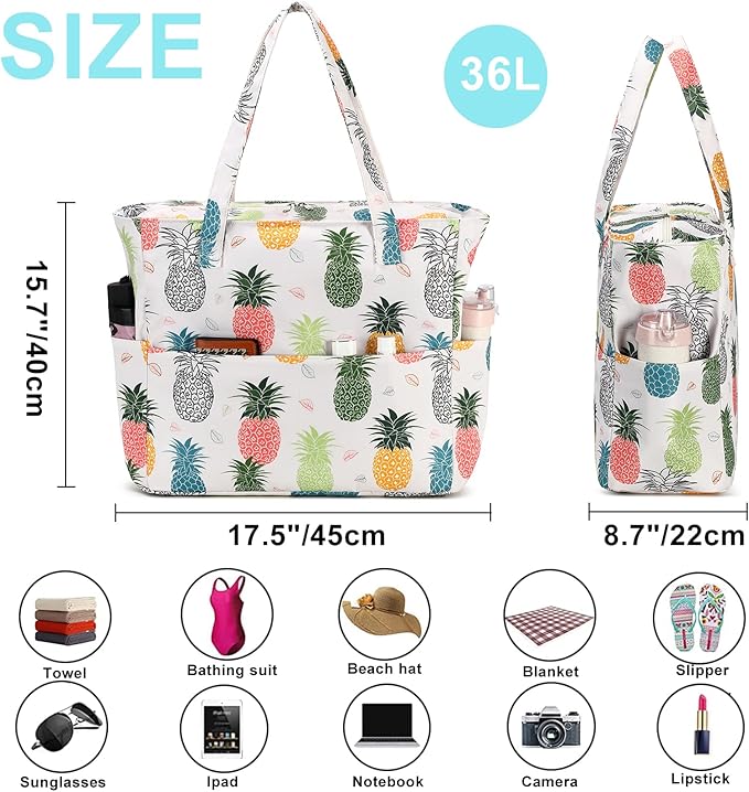Bluboon Waterproof Beach Tote Pool Bags for Women Ladies Extra Large Carry On Bag With Wet Compartment for Weekender Travel