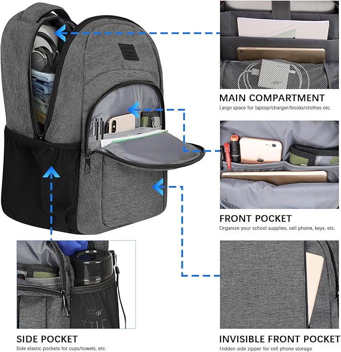 LARIPOP Travel Laptop Backpack,15.6 Inch Business Laptop backpack for Men Women with USB Charging Port,Water-Resistant Laptopack Weekender Daypack for Work College Computer