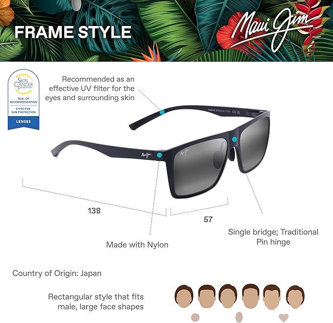 Maui Jim Polarized Men's and Women's Beaches Universal Fit Aviator Sunglasses