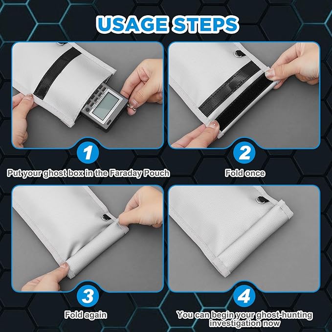 Dunzy Ghost Hunting Box Faraday Pouch Ghost Hunting Equipment 7.9 x 4.9 in Fireproof Waterproof Faraday Bags Shield Electromagnetic Interference Case Investigation Paranormal Equipment