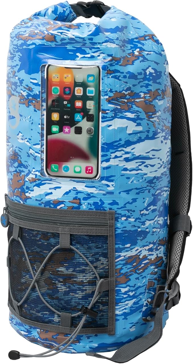 geckobrands Hydroner 20L Waterproof Dry Bag Backpack – Lightweight Roll-Top Bag with Clear Phone Pouch for Outdoor Activities