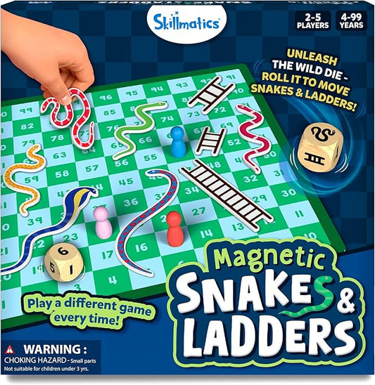 Skillmatics Snakes & Ladders - Magnetic & Customizable Board Game with a Twist, Classic Strategy Game for Family Game Night, Travel Toy & Gift for Boys, Girls, Teens & Adults, 2-5 Players