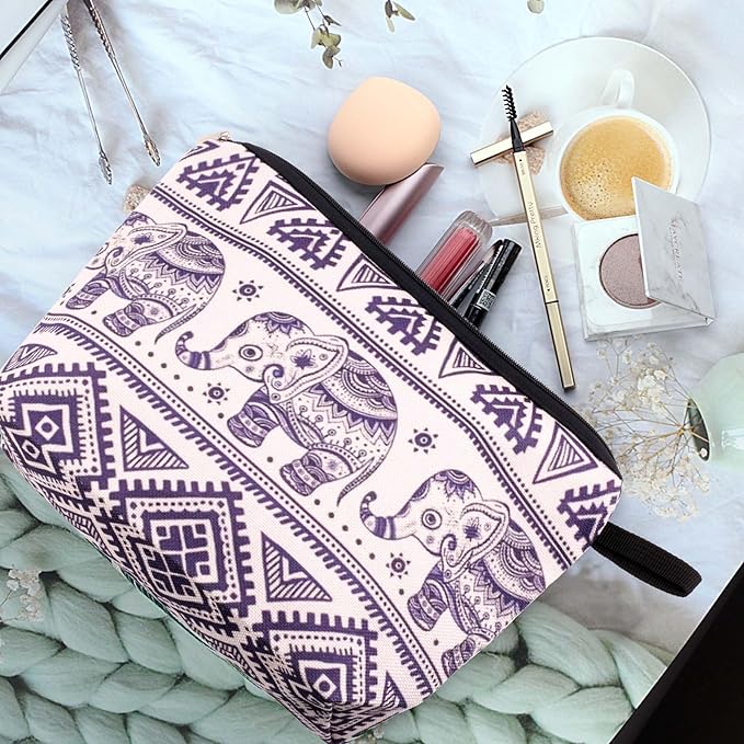 Cute Animal Lovers Gifts Elephant Cosmetic Bag Makeup Pouch with Zipper (elephant)