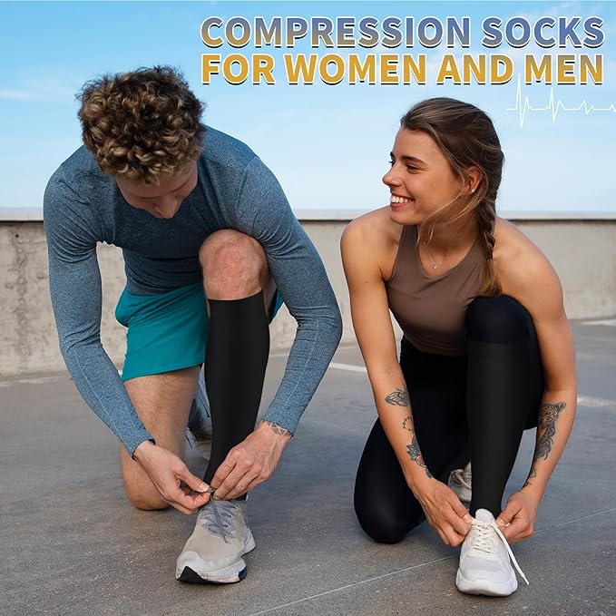 Graduated Copper Compression Socks for Men & Women Circulation 8 Pairs 15-20mmHg - Best for Running Athletic Cycling