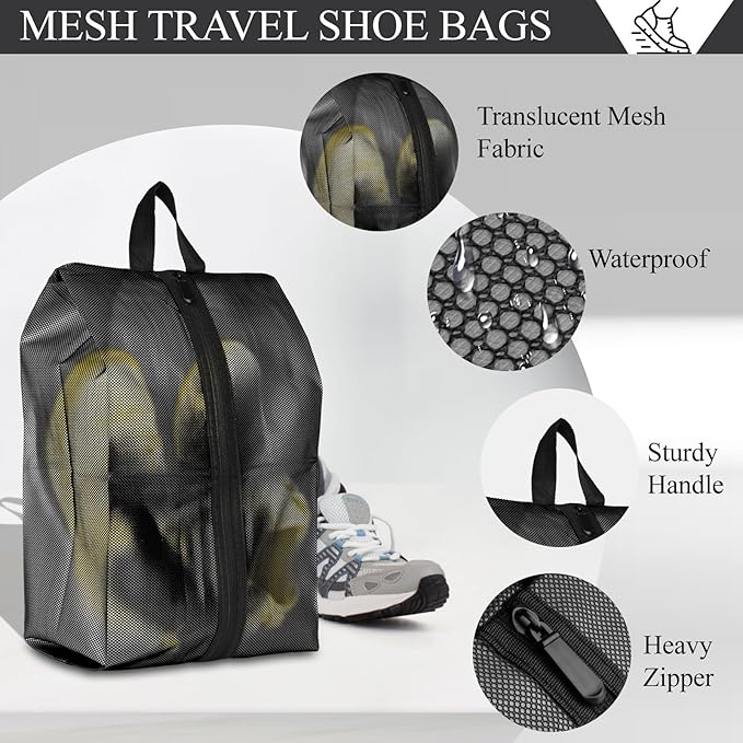 Shoe Bags for Travel, Set of 4 Pack Shoe Travel Bags for Packing, Large Waterproof Portable Travel Shoe Bag with Zipper Travel Gym Soccer Sneaker Golf Dance Essentials for Women and Men