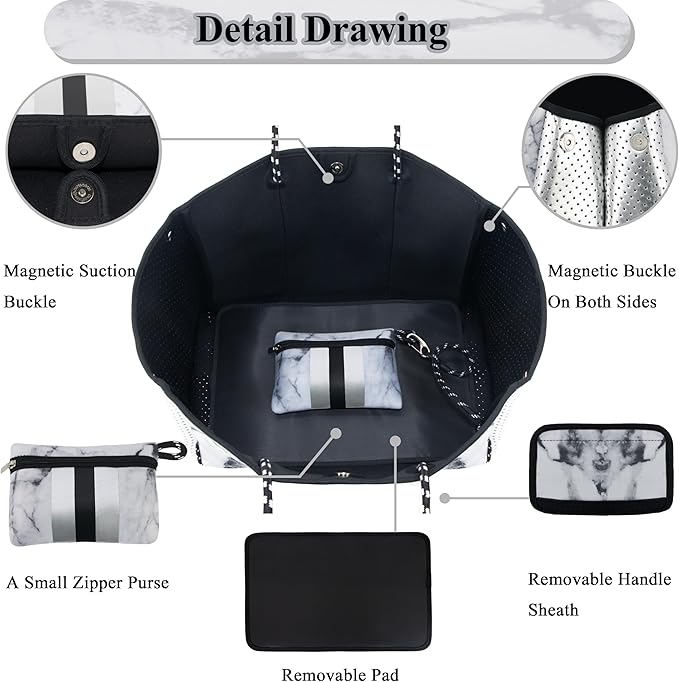 QOGiR Neoprene Multipurpose Beach Bag Tote with Inner Zipper Pocket … … … …