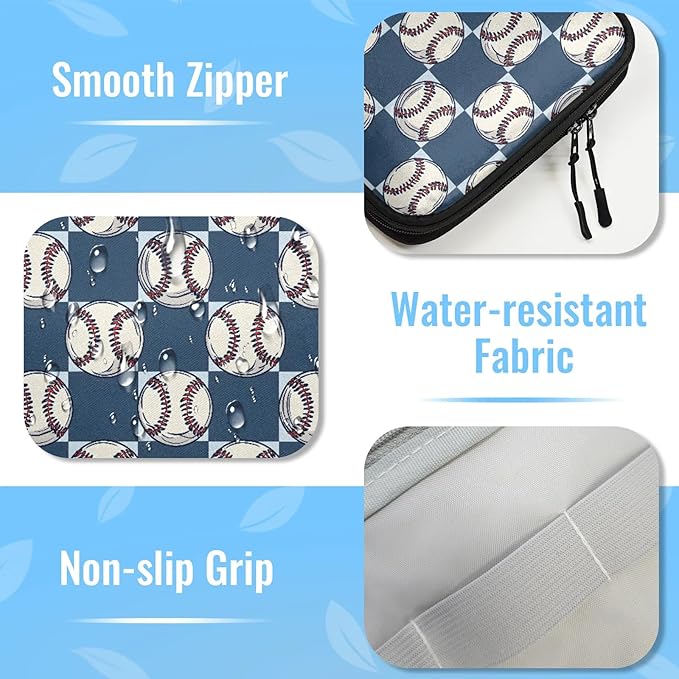 Sports Baseball Travel Cable Organizer Pouch Balls Electronics Accessories Carry Case Portable Water Resistant Storage Bag for Cord Charger Phone Earphone SD Card