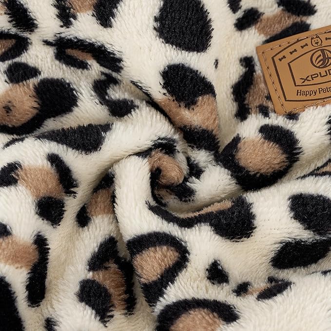 XPUDAC Fleece Dog Pajamas Leopard Dog Sweaters Winter Puppy Clothes for Small Medium Dogs Boy Girl Pet Jumpsuits Doggie Outfits for Christmas, M