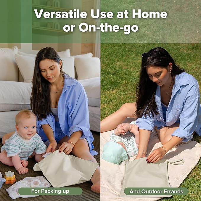 haakaa Waterproof Wet Bags for Baby Wet Dry Bags for Cloth Diaper, Swimsuit & Travel, 2pcs, Beige