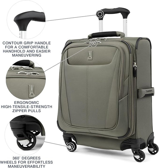 Travelpro Maxlite 5 Softside Expandable Luggage with 4 Spinner Wheels, Lightweight Suitcase, Men and Women, International, Slate Green, Carry-on 19-Inch