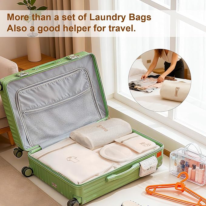 6Pcs All-New Upgraded Mesh Laundry Bags, Durable Lingerie Bags for Washing Delicates, Underwear, Bra, Shoes, Socks, Laundry Bag Mesh Wash Bags for College Dorm, Laundry Room (6 Sizes, Classified Use)