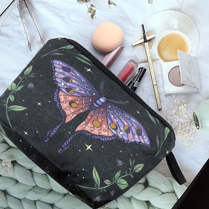 Cute Animal Lovers Gifts Butterfly Cosmetic Bag Makeup Pouch with Zipper (purple butterfly)