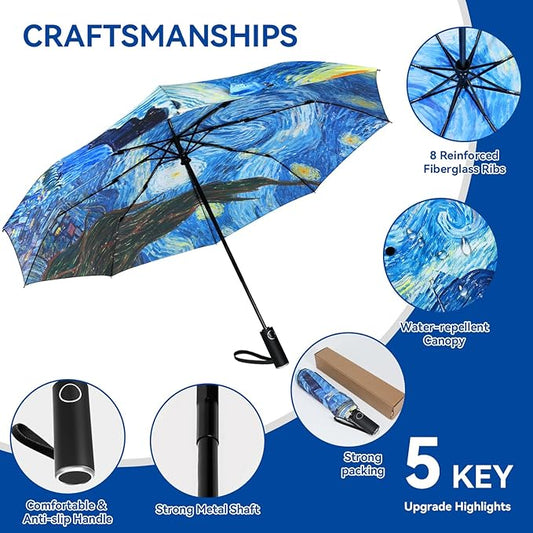 Umbrella, Pretty Umbrellas for Women and men, Ladies Umbrellas for Rain, Automatic Folding Umbrellas Open Close