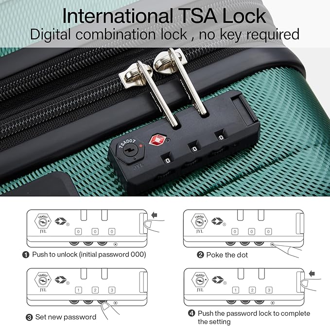 Hanke 29 Inch Expandable Checked Luggage Lightweight PC Hard Shell Luggage Suitcases with Wheels Travel Luggage Rolling Large Suitcase Travel Luggage Bag for Study Abroad.(Blackish Green)