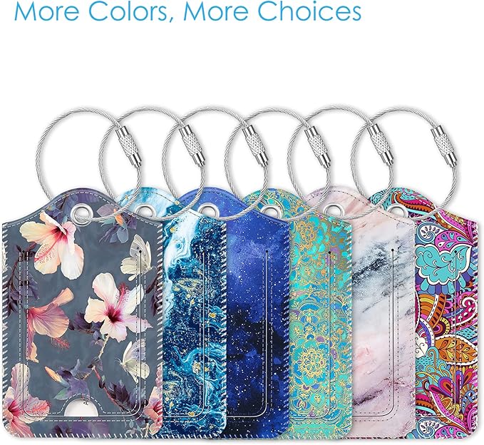 Fintie Luggage Tags, Privacy Cover ID Label with Stainless Steel Loop and Address Card for Travel Bag Suitcase - Sandy Wave (2 Piece)