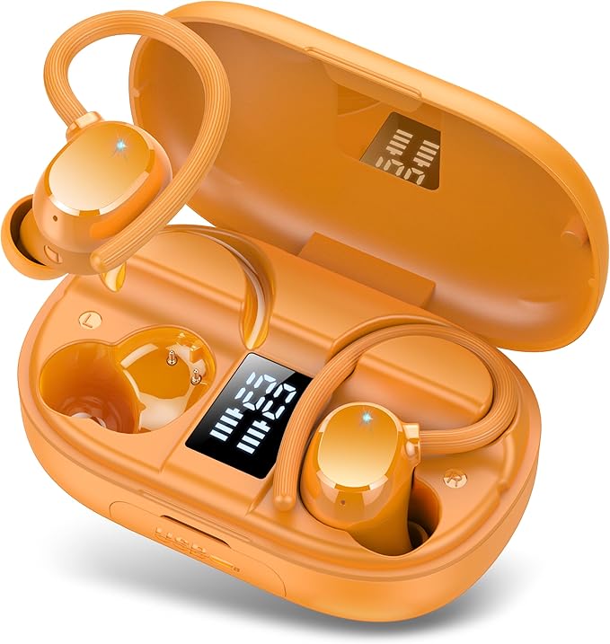 Wireless Earbuds 128hrs Bluetooth 5.3 Headphone Sport, 2025 Bluetooth Earbuds Stereo Deep Bass Over Ear Bud with Earhooks, ENC Noise Cancelling Mic, IPX7 Waterproof Earphone for Workout/Running