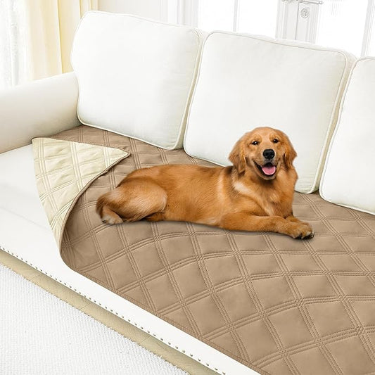Smiry Waterproof Dog Bed Cover Blanket 40x80, Soft Reversible Pet Blanket, Washable Leakproof Cats Dogs Couch Cover for Sofa, Couch, Furniture, Lattice, Camel/Beige