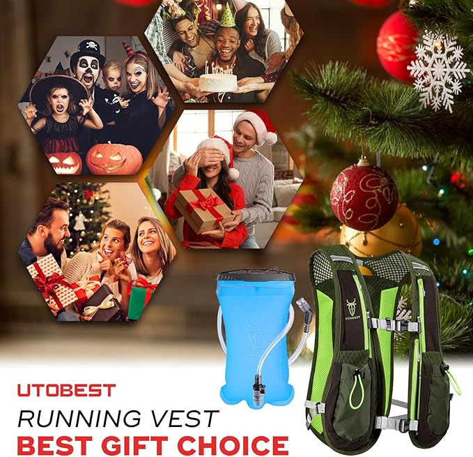 Running Vest, 5L Hydration Vest Lightweight, Breathable and Sweatproof Running Backpack, Adjustable Running Hydration Vest for Trail Running Marathon Race Jogging Cycling