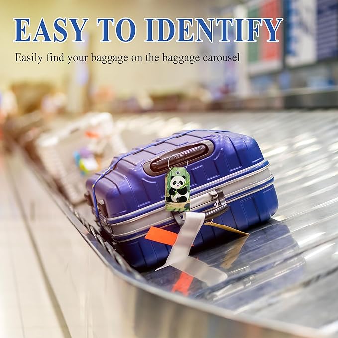 Luggage Tag, Personalized Luggage Tags for Suitcases, Cute Bag Tags for Backpacks Handbag School Instrument with Name ID Label Travel Essentials, Unique Fun Baggage Tags 2 Pack, Panda