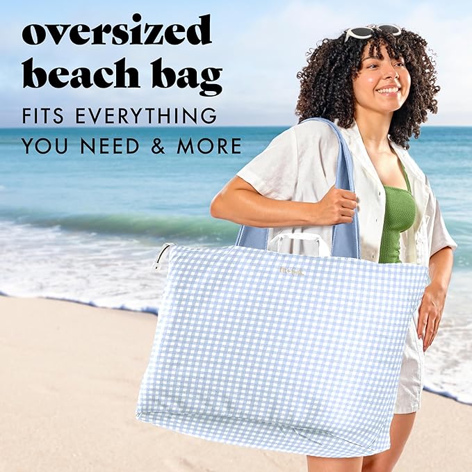 Fit & Fresh Large Beach Bag for Women - Extra Large Travel Tote With Pockets