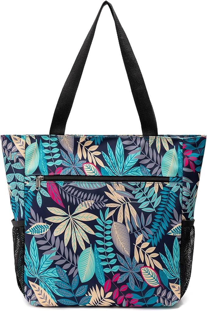 ETidy Large Capacity Foldable Tote Bag With Zipper Water-resistant SandproofWomen Beach Bag Handbag GymBag Travel ShoppingBag