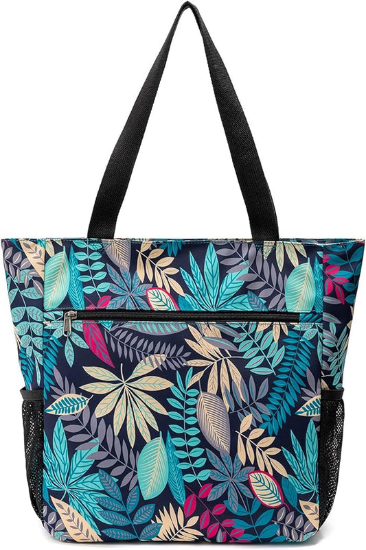 ETidy Large Capacity Foldable Tote Bag With Zipper Water-resistant SandproofWomen Beach Bag Handbag GymBag Travel ShoppingBag