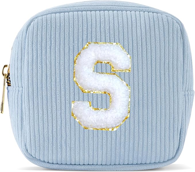 Pocmimut Mothers Day Gift Bag,Personalized Initia Makeup Bag for Girlfriend Bridesmaid Wife - Cosmetic Travel Toiletry Bag for Friend Female Christmas Gifts for Girls,S