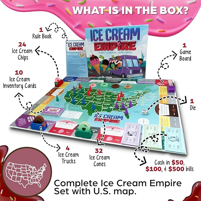 Ice Cream Empire by Empire Games –Strategic Family Game for Adults, Teens & Kids Ages 7+, Build Your Ice Cream Business Board Games for Adults & Kids, Educational Kids Games for Game Night Fun